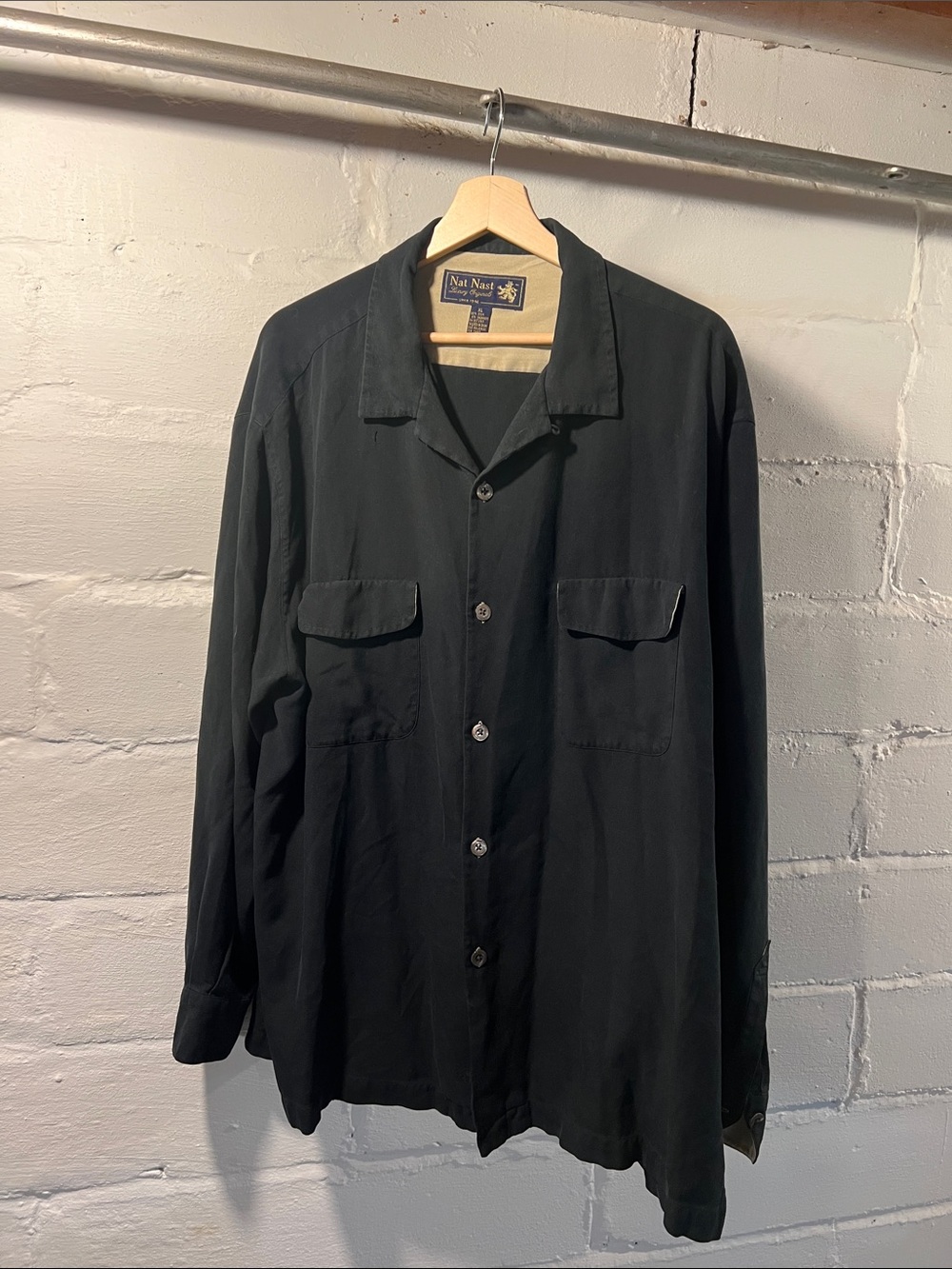 Nat Nast black button down silk/cashmere XL
